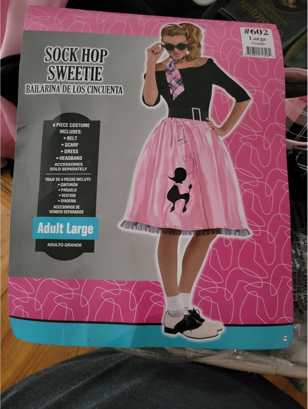 Sock Hop Sweetie Adult Halloween 4 pc Size Large Costume Poodle Skirt 50's